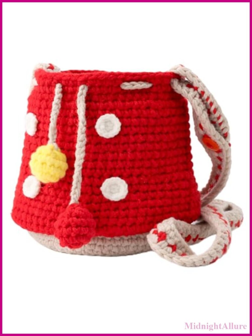 Crochet Mushroom Crossbody Bag Handmade Cotton Knitted Cottagecore Purse